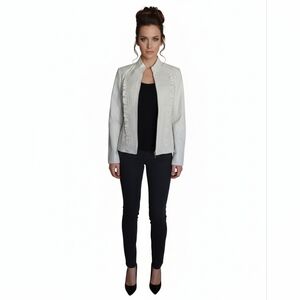 PAMELA  MC COY BONE /OFF WHITE  NWT LEATHER JACKET SIZE XS
